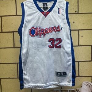 adidas White and Blue Clippers Jersey